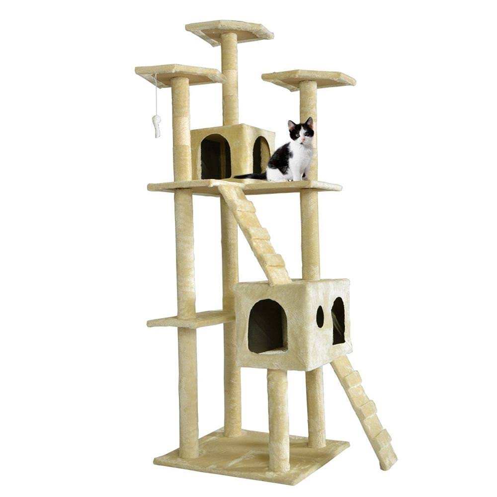 Beige Cat Tree Scratcher Play House N980
