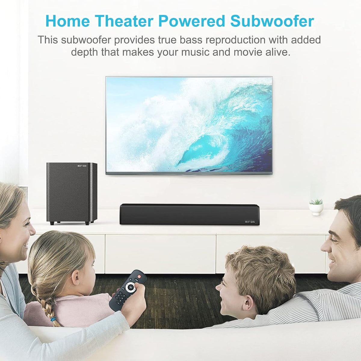 Powered Down Firing Subwoofer with RCA Cable, Black D3786