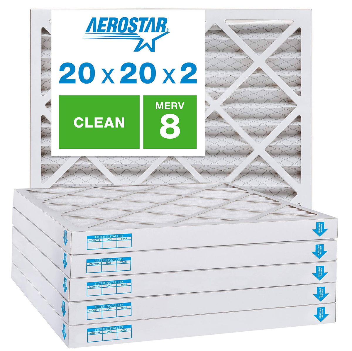 20x20x2 MERV 8 Pleated Air Filter 6-Pack D228