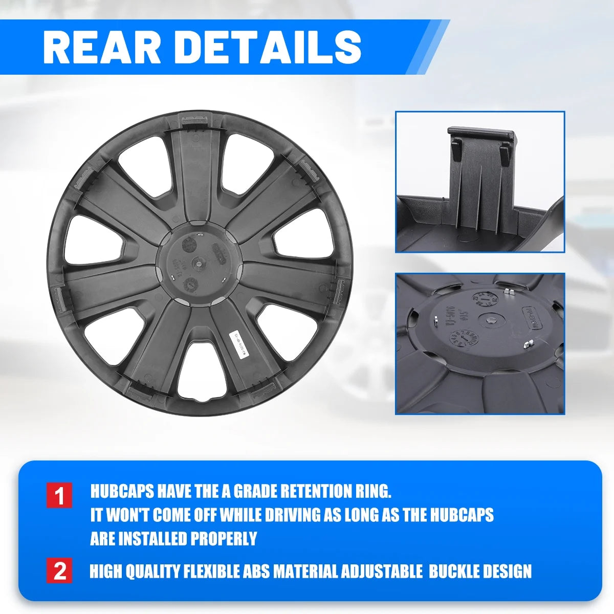 Set of 4 Black Matte Wheel Covers M4076