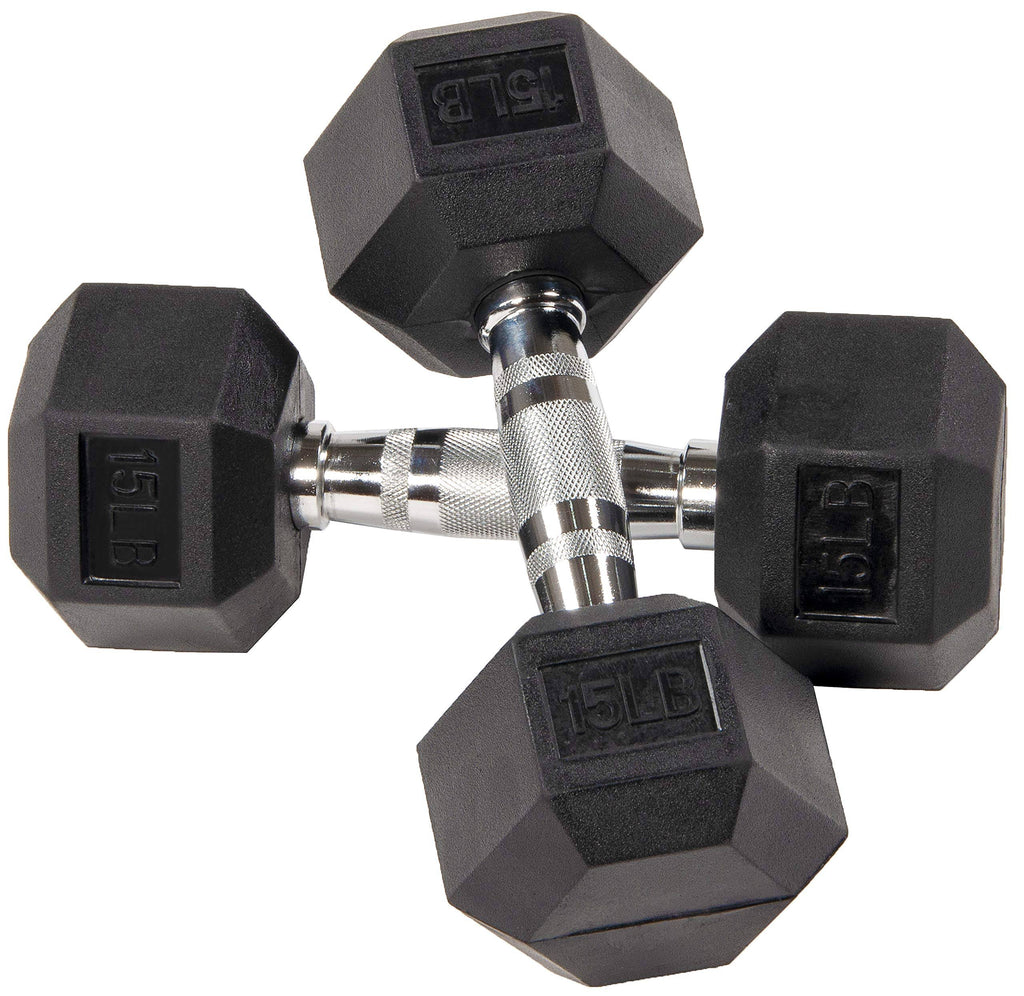 Rubber Encased Hex Dumbbell Pair Black A9706