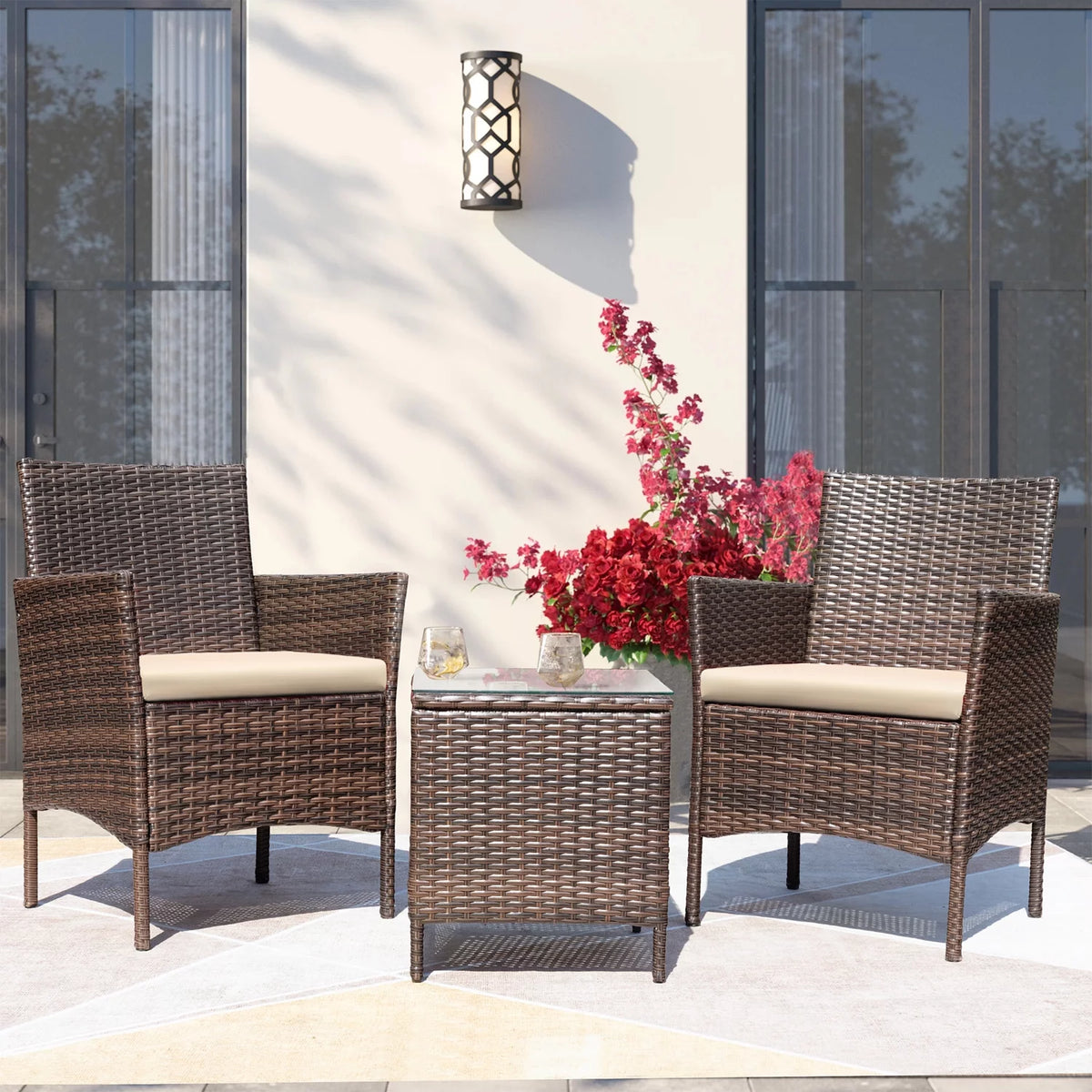 PE Rattan Set of 3 Patio Conversation Set Z66802