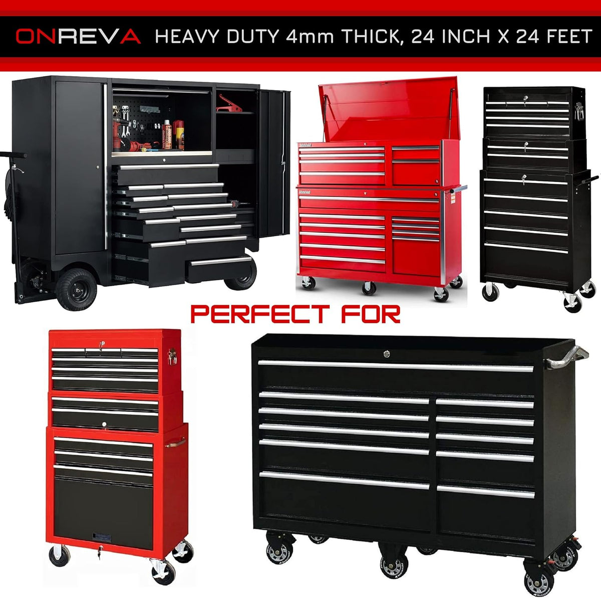 Tool Box Liner 24 Inch x 24 Ft 4mm Heavy Duty Nonslip Rubber Mat Q726672