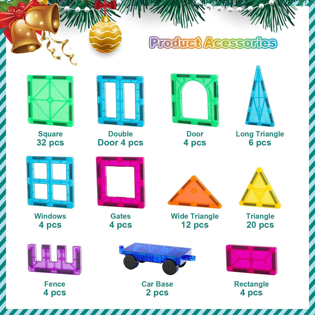 96 Pcs Magnetic Building Blocks with 2 Cars P383214