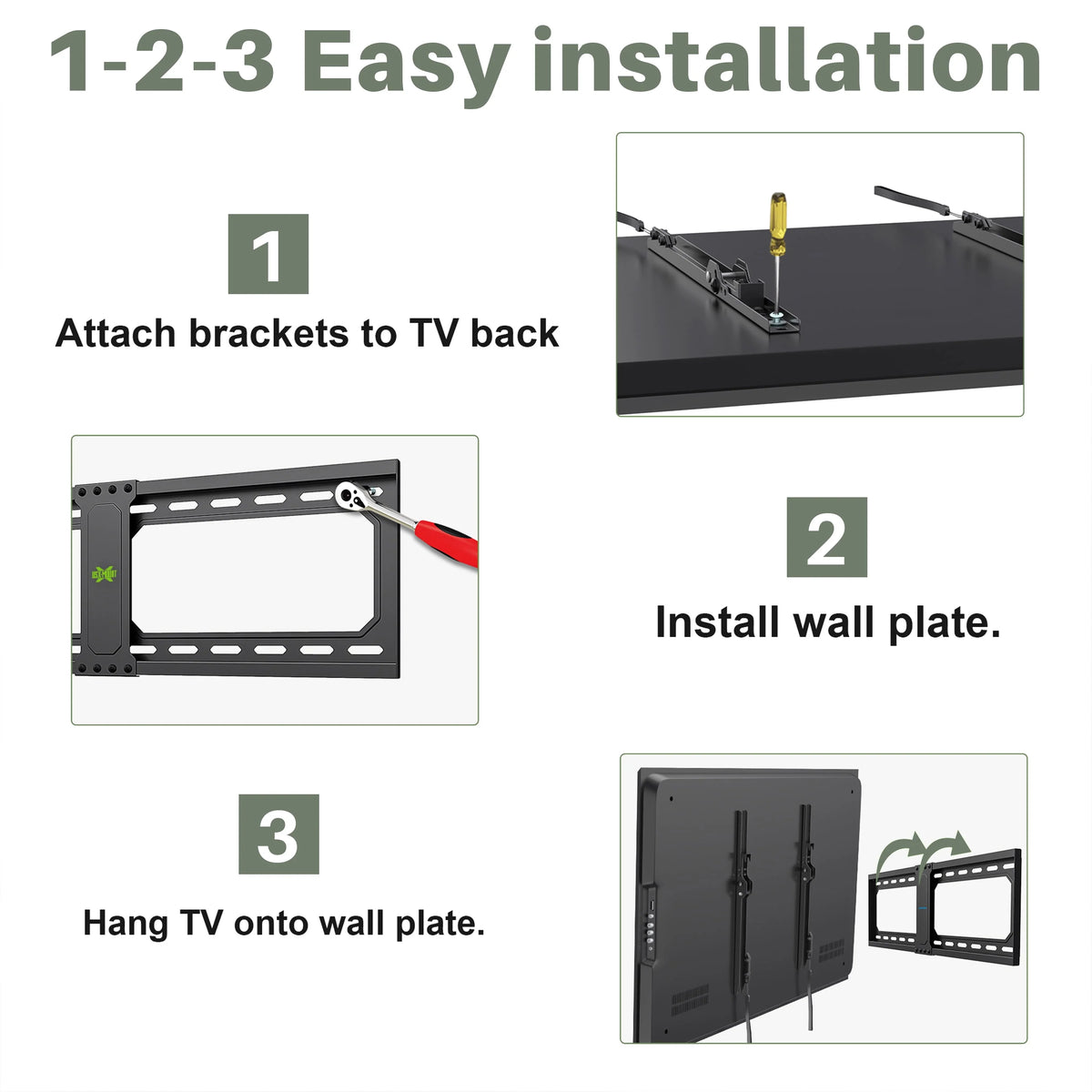 Large Tilting TV Wall Mount for 37-82 Flat Screen TVs Q9194