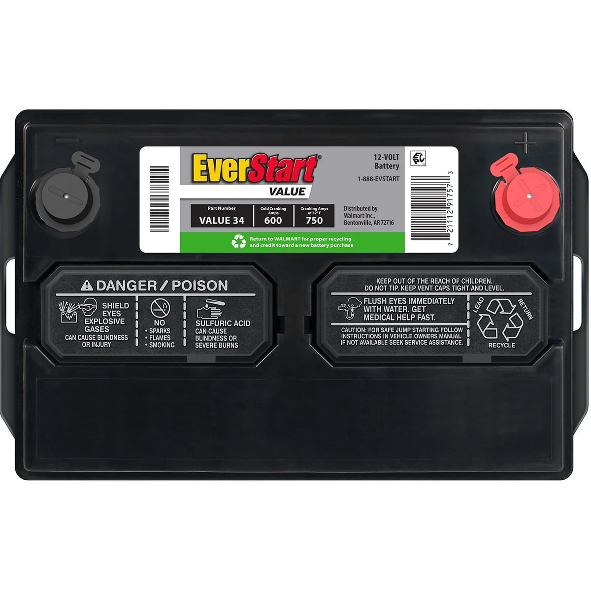 Lead Acid Automotive Battery Group Size 34 12 Volt 600 CCA X73339
