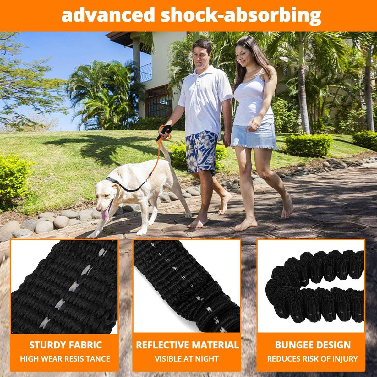 Heavy Duty Reflective Bungee Dog Leash W76072