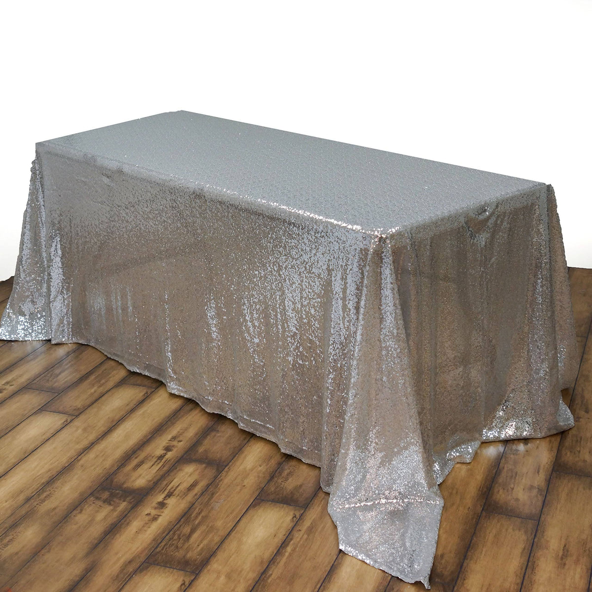 Silver 90x156 inch Sequin Rectangular Tablecloth L9148