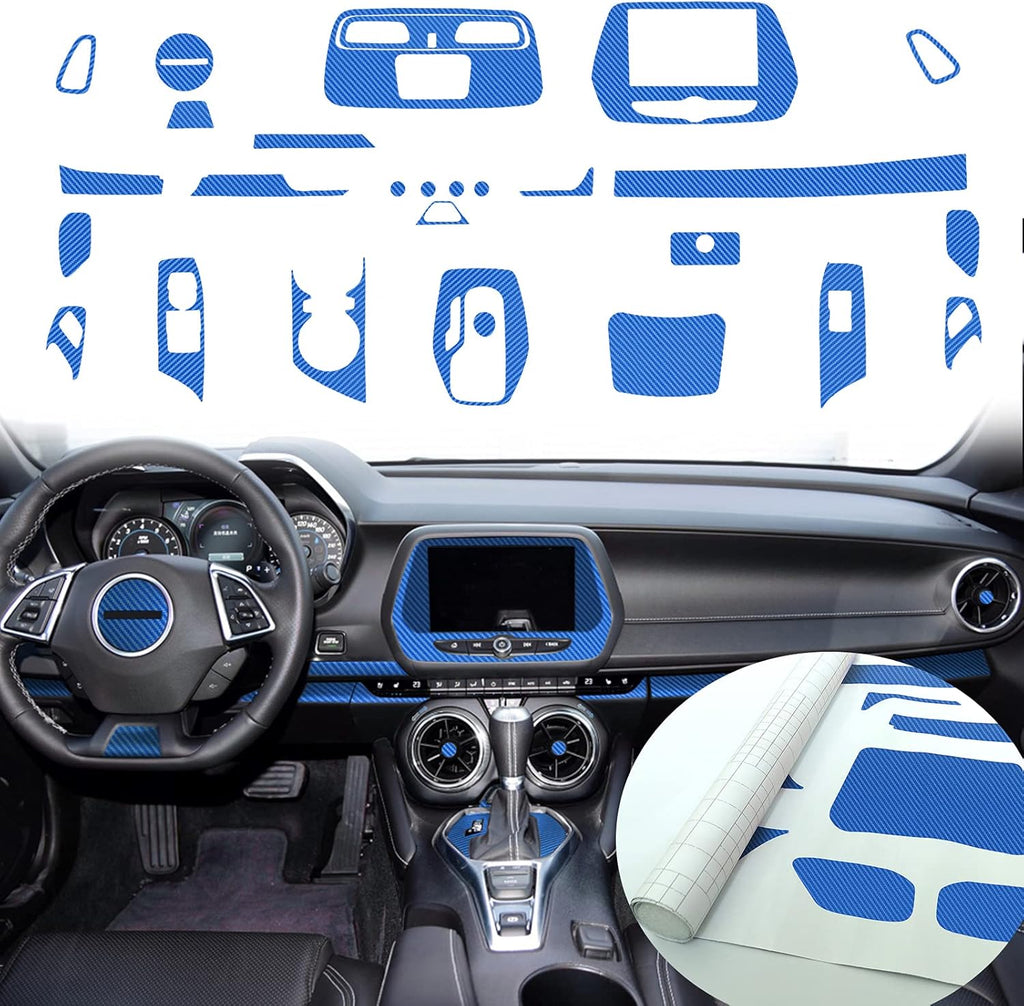Blue Carbon Fiber Texture Vinyl Wrap Interior Sticker 28PCS J77300