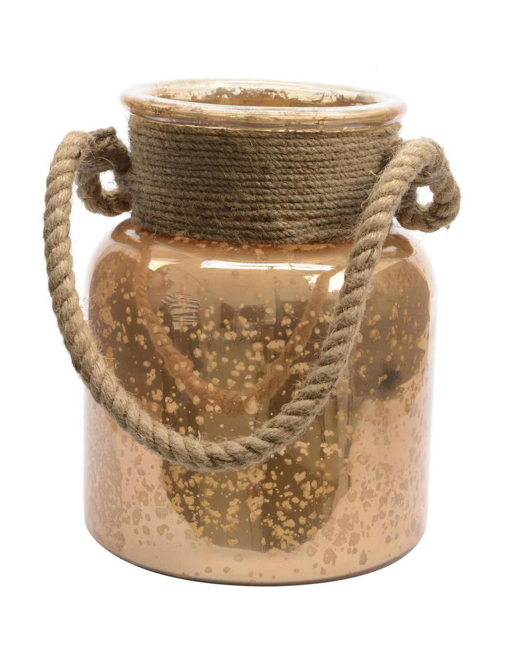 Copper Colored Glass Hurricane with Rope Handle Q66058