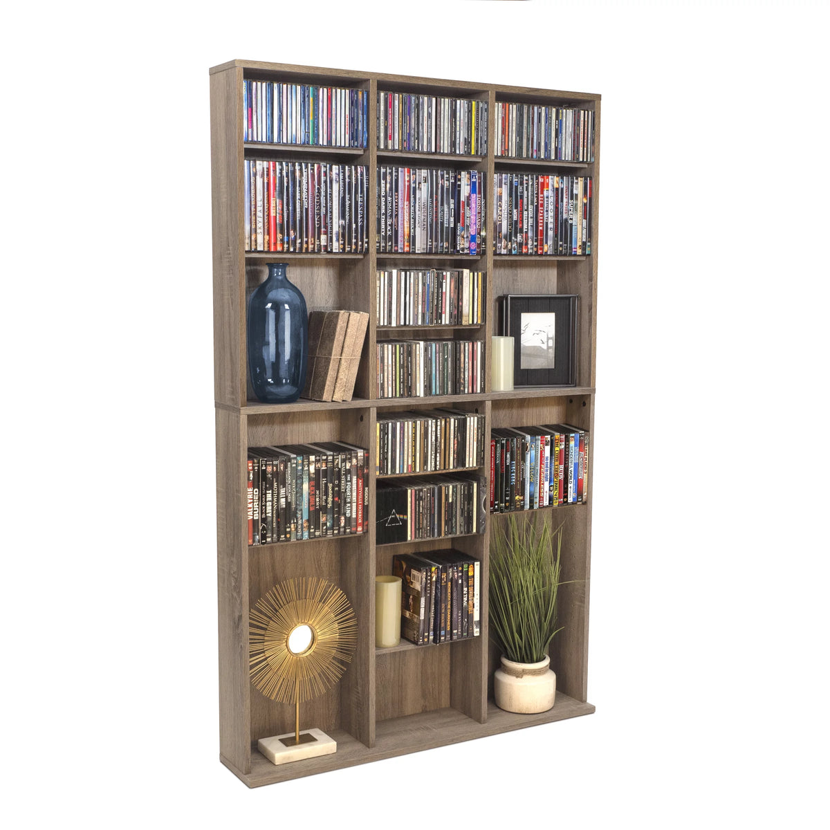 Adjustable Wood Media Storage Shelf Bookcase Y286
