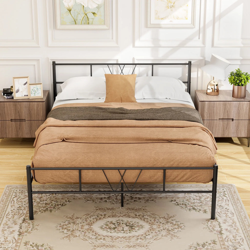 Full Size Black Metal Platform Bed Frame T728945