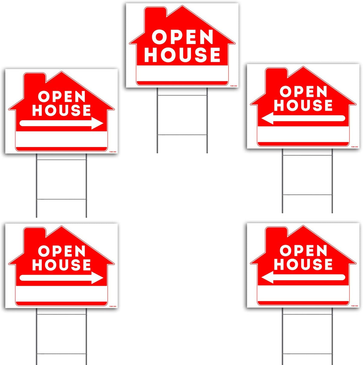 Open House Sign Kit with Tall Stands 24x18 Yard Sign Bundle 5 Pack of 2 K277