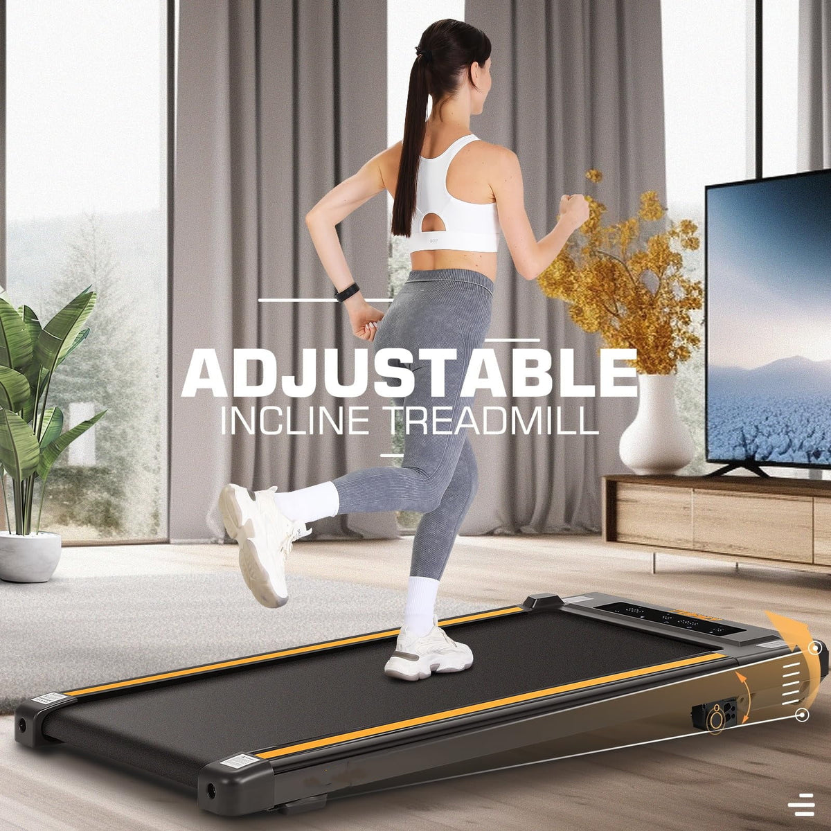 Under Desk Treadmill with Remote Control, LED Touch Screen, 300lbs Weight Capacity, Black N240618