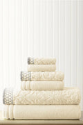 Ivory Damask Jacquard 6-Piece Towel Set O965561