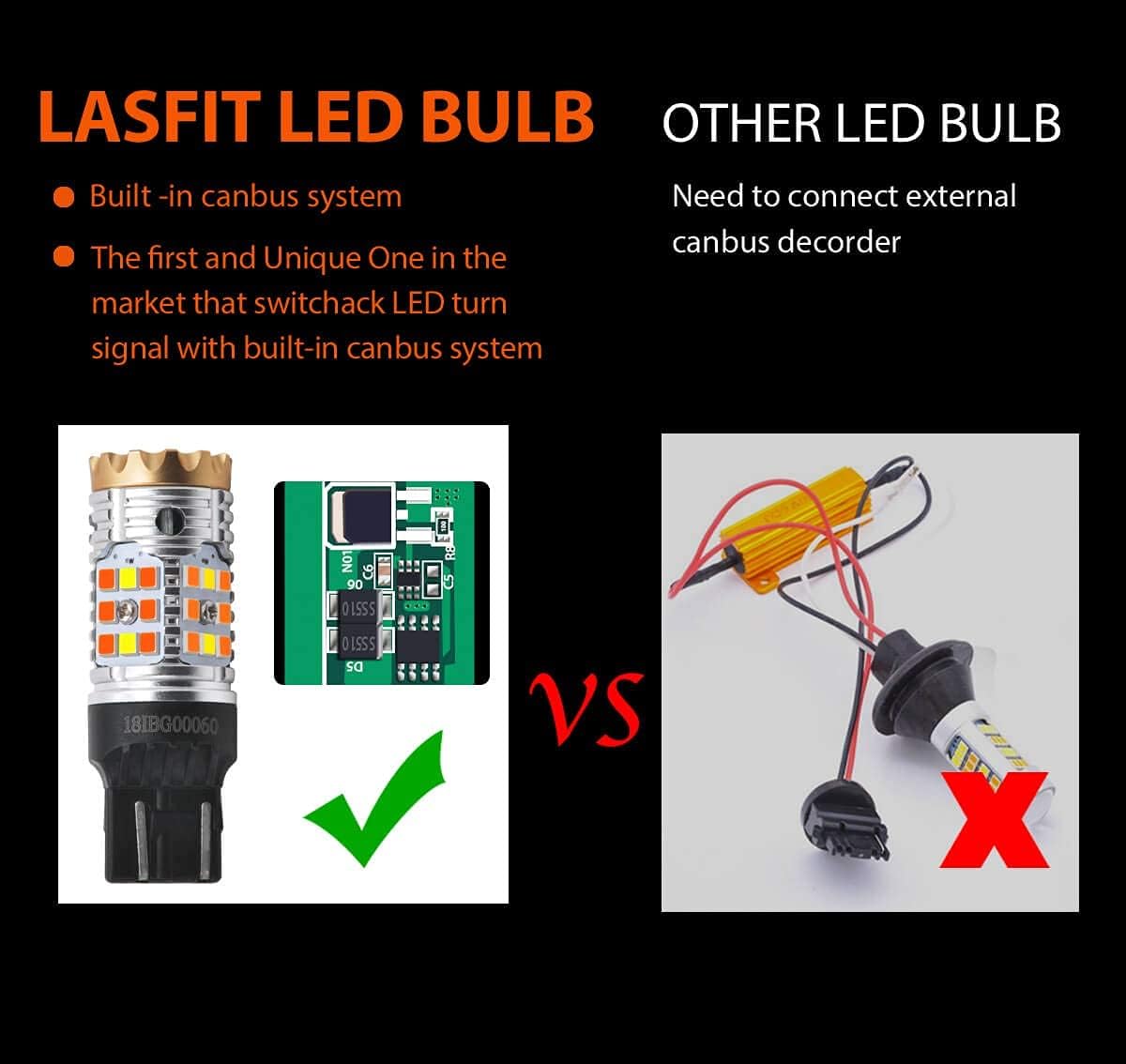 7443 Switchback LED Bulb 7444 7444NA Front Turn Signal Light White/Yellow Pack of 2 D489