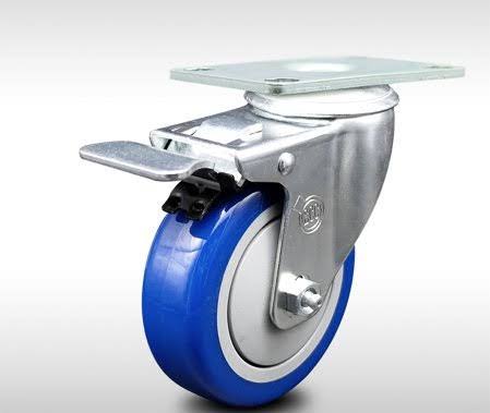Blue Poly Wheel Stainless Swivel Caster with Total Lock Brake L952398
