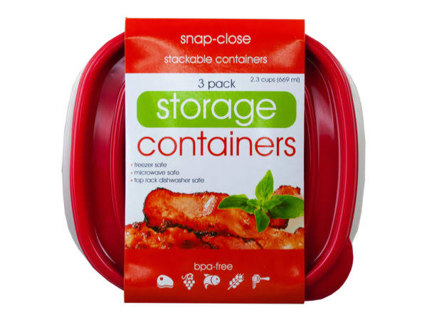 Plastic Square Food Container Pack of 3 I6174