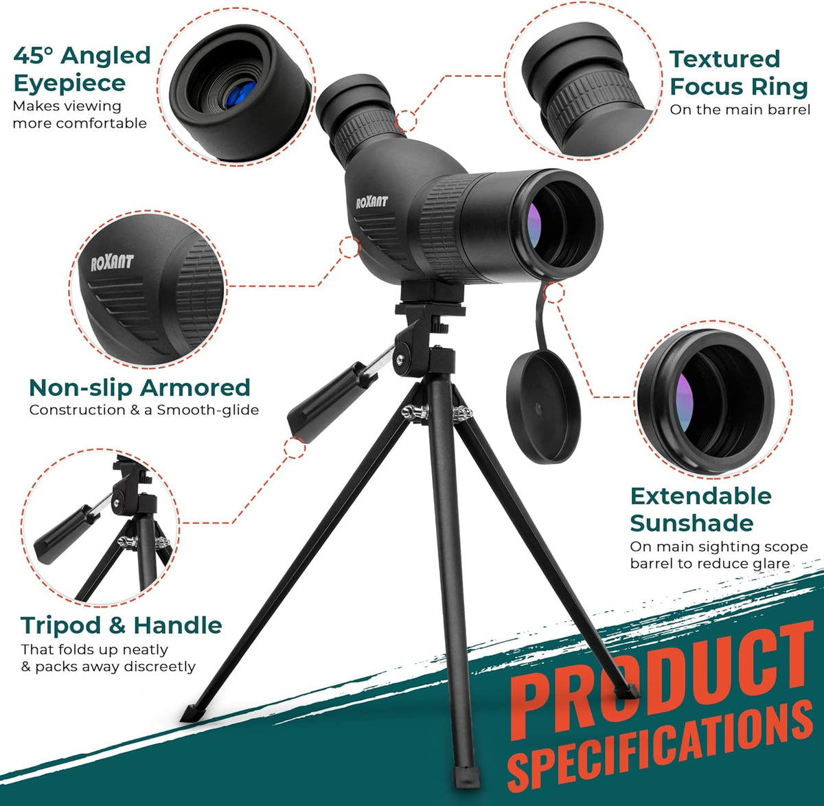 12-36x50 High Definition Spotting Scope with Tripod & Carrying Case H3864