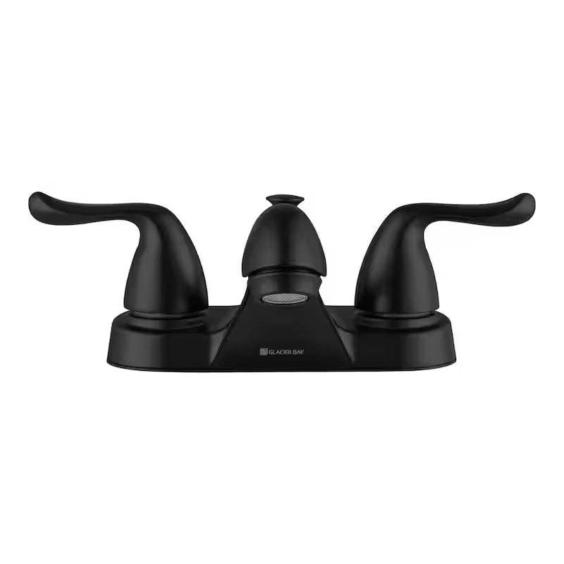 4 in. Centerset Double-Handle Low-Arc Bathroom Faucet Matte Black J34306