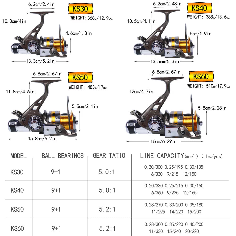 Carp Fishing Reel 9+1 Stainless Steel BB Bait Feeder Spinning Reel A85634