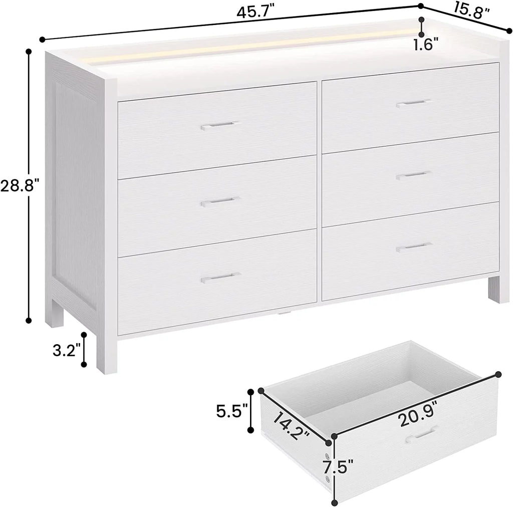 Black 6 Drawer Wooden Dresser Q8152