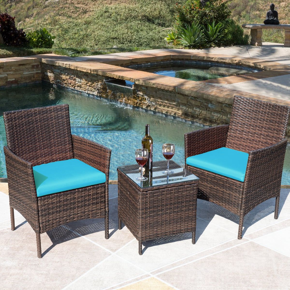 PE Rattan Set of 3 Patio Conversation Set Z66802