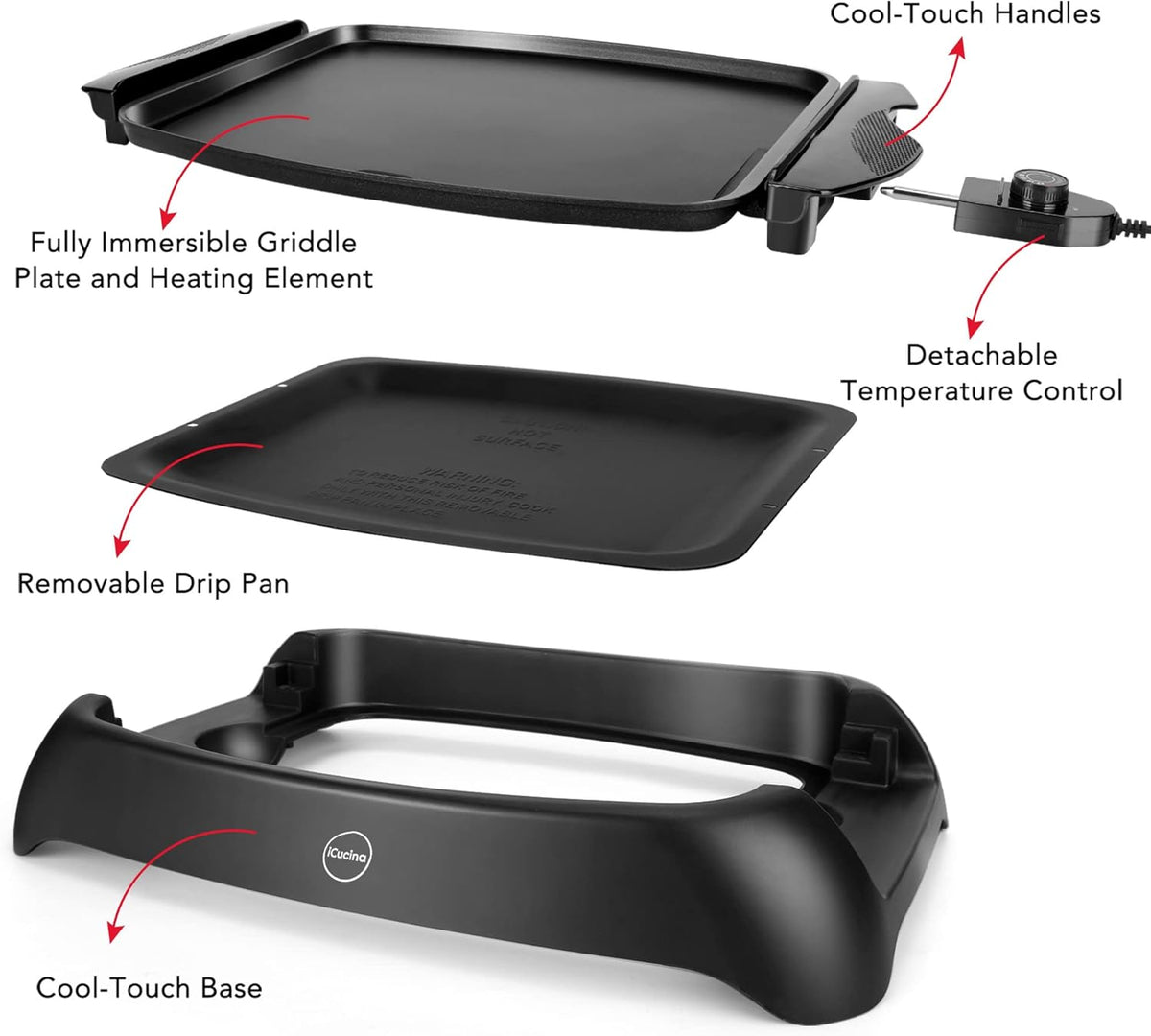 1000 Watt Non-Stick Electric Griddle S598