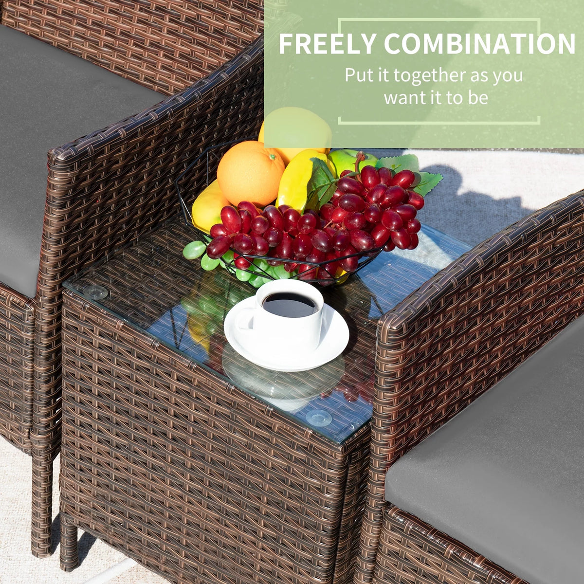 PE Rattan Set of 3 Patio Conversation Set Z66802