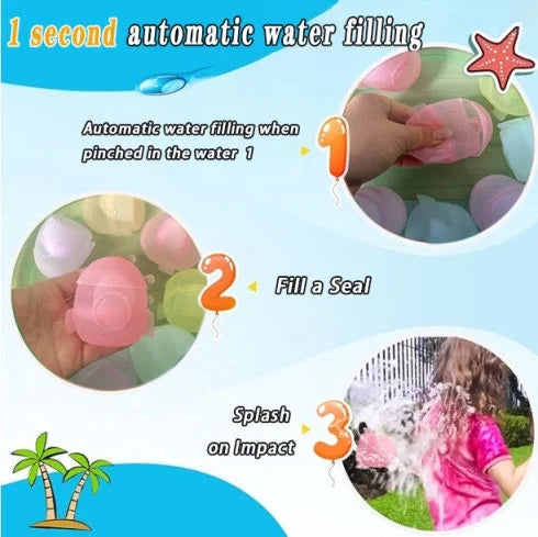 12 PCS Reusable Water Balloons with Mesh Bag V200626