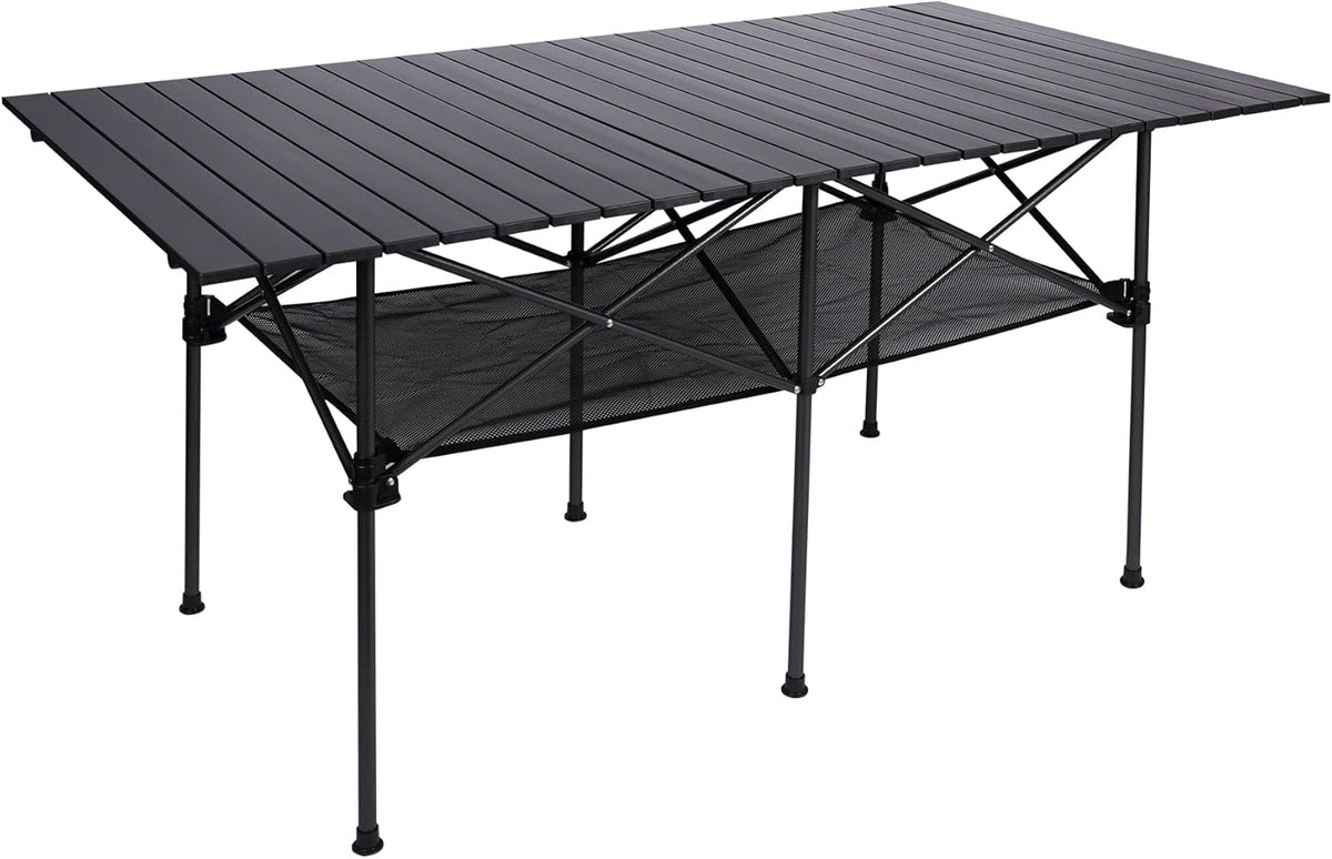 Aluminum Camping Table Roll Top with Mesh Storage 3 FT X823