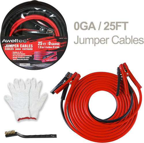 0 Gauge 25 Feet Heavy Duty Jumper Cables with Carrying Bag Z53255