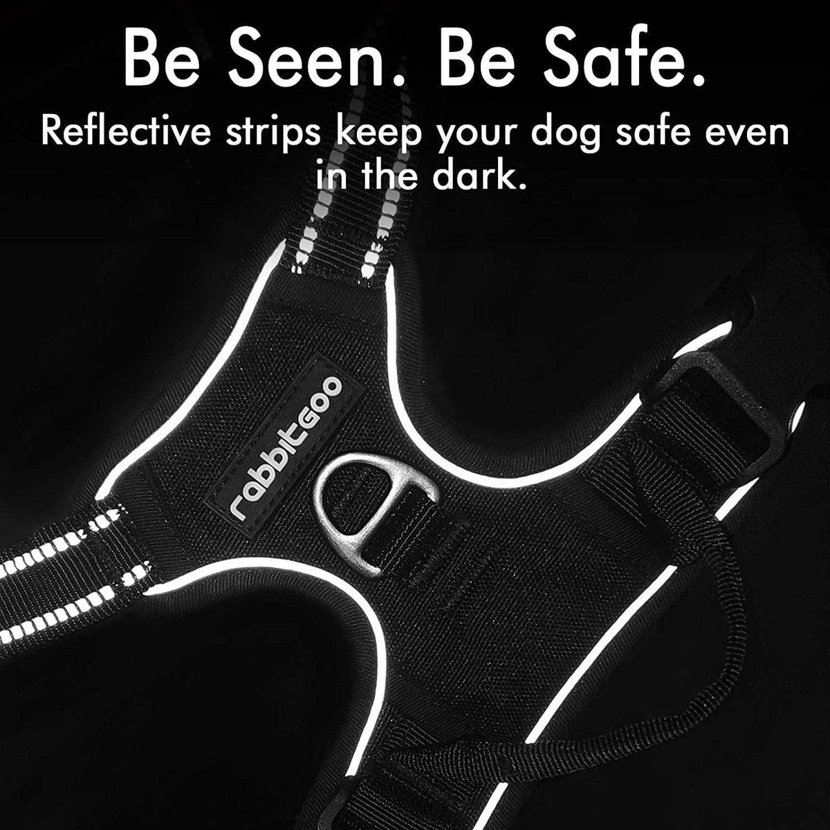 Adjustable Padded Dog Harness with 2 Leash Clips T6836