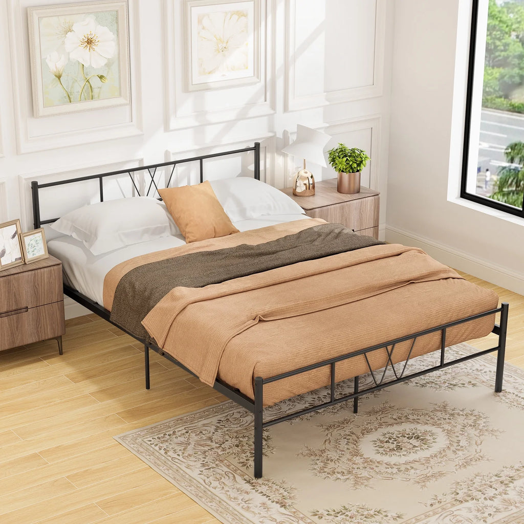 Full Size Black Metal Platform Bed Frame T728945