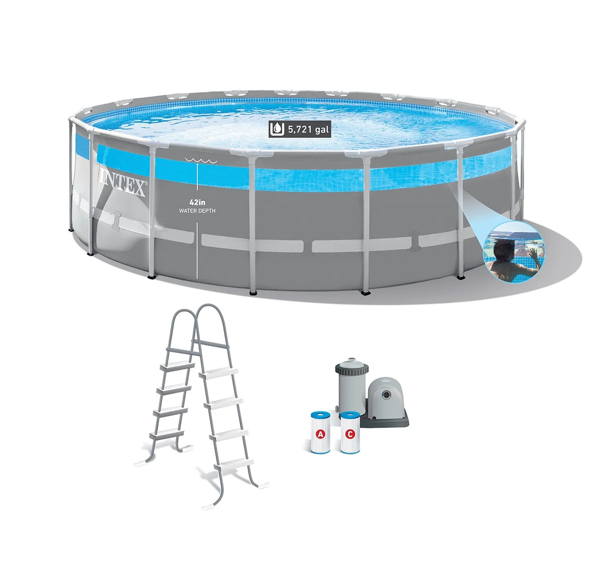 Clearview Prism Frame Above Ground Swimming Pool Set with Pump R283