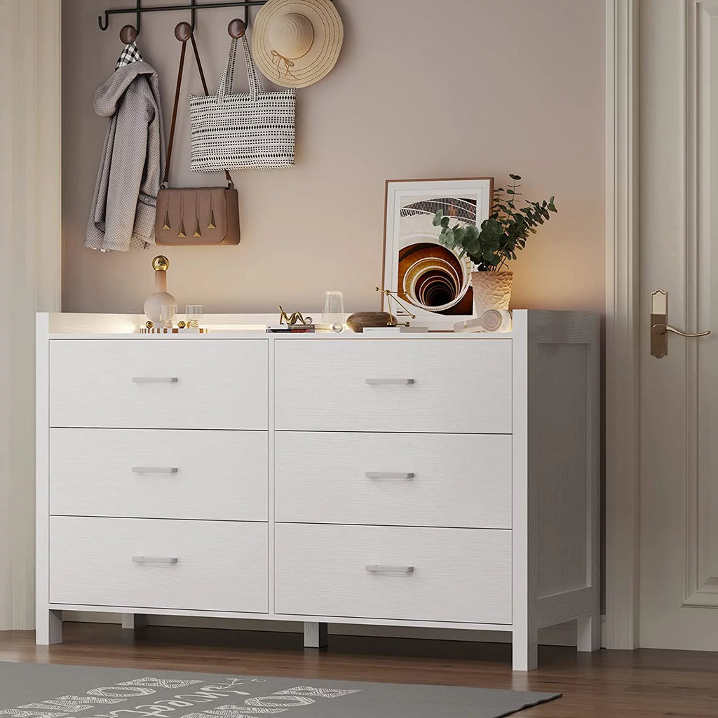 Black 6 Drawer Wooden Dresser Q8152