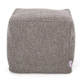 Brown and Ivory Fabric Cube Pouf I163