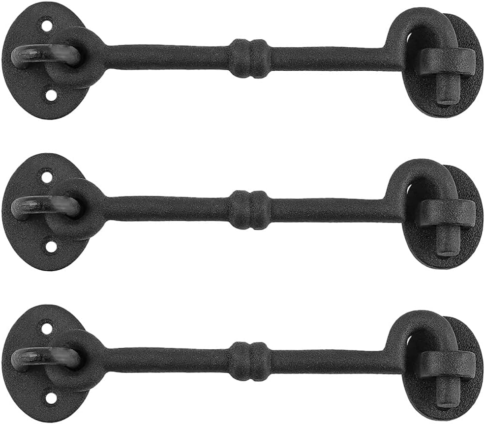 Black Wrought Iron Cabin Hook Eye 7 Inches Long Pack of 6 D911692