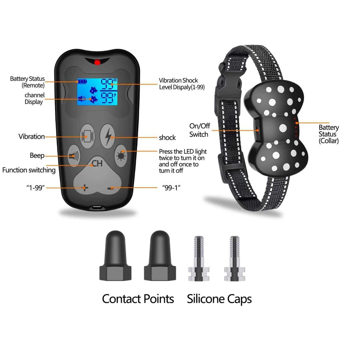 Rechargeable Electric Dog Training Collar for 2 Dogs C663