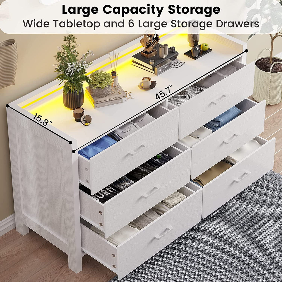 Black 6 Drawer Wooden Dresser Q8152