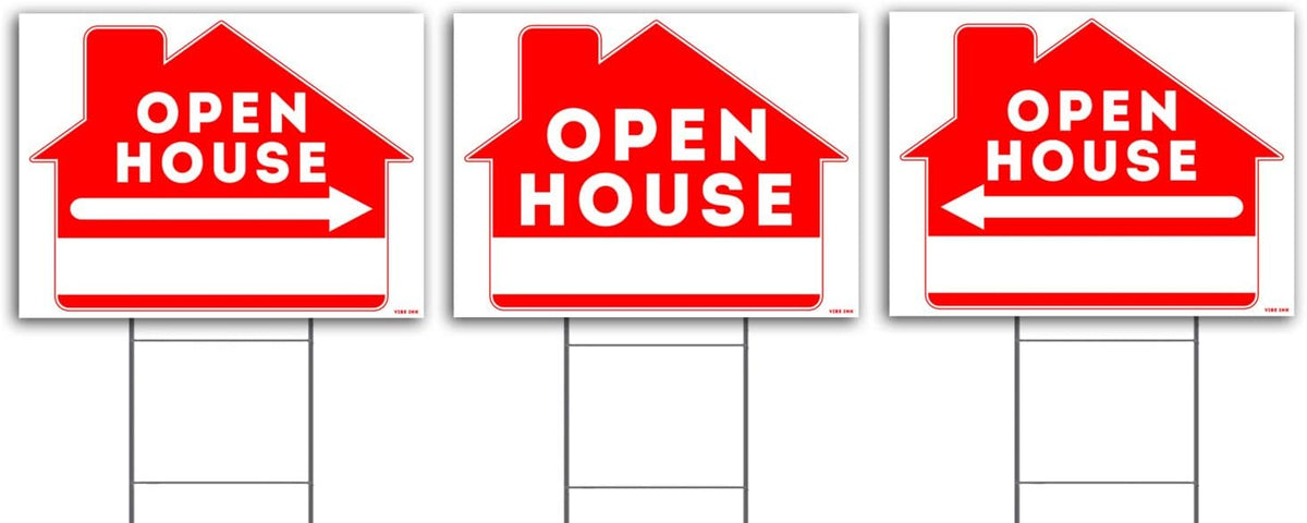 Open House Sign Kit with Tall Stands 24x18 Yard Sign Bundle 5 Pack of 2 K277