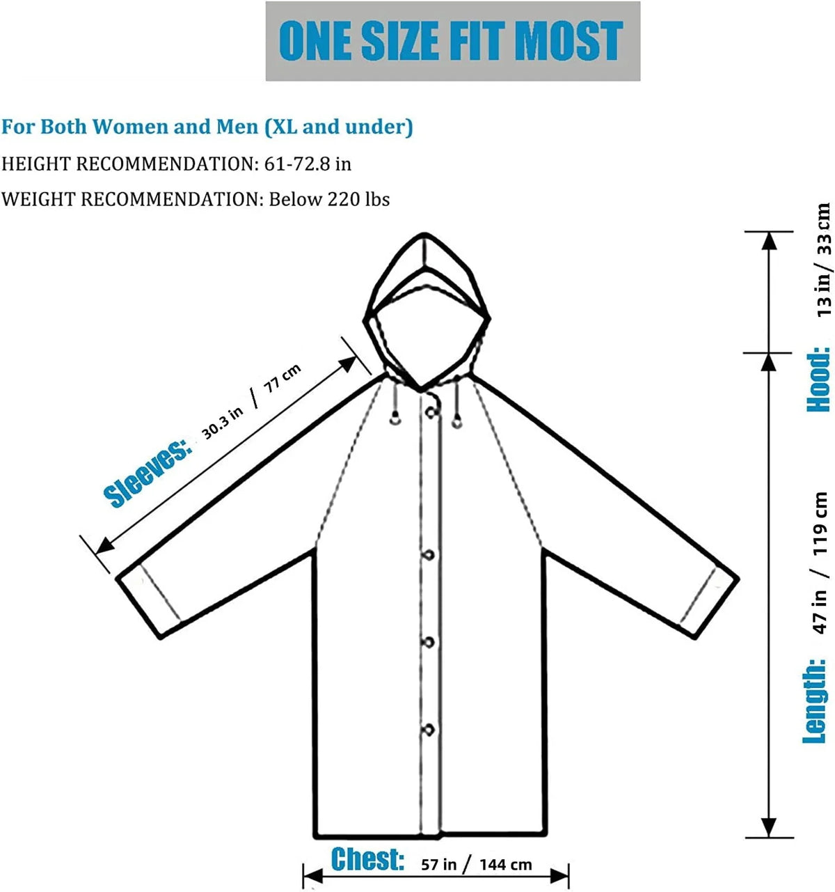 White 2 Pack Rain Ponchos with Hood and Drawstring H581535