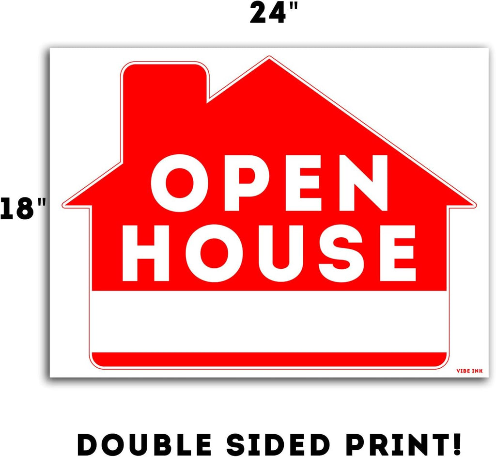 Open House Sign Kit with Tall Stands 24x18 Yard Sign Bundle 5 Pack of 2 K277
