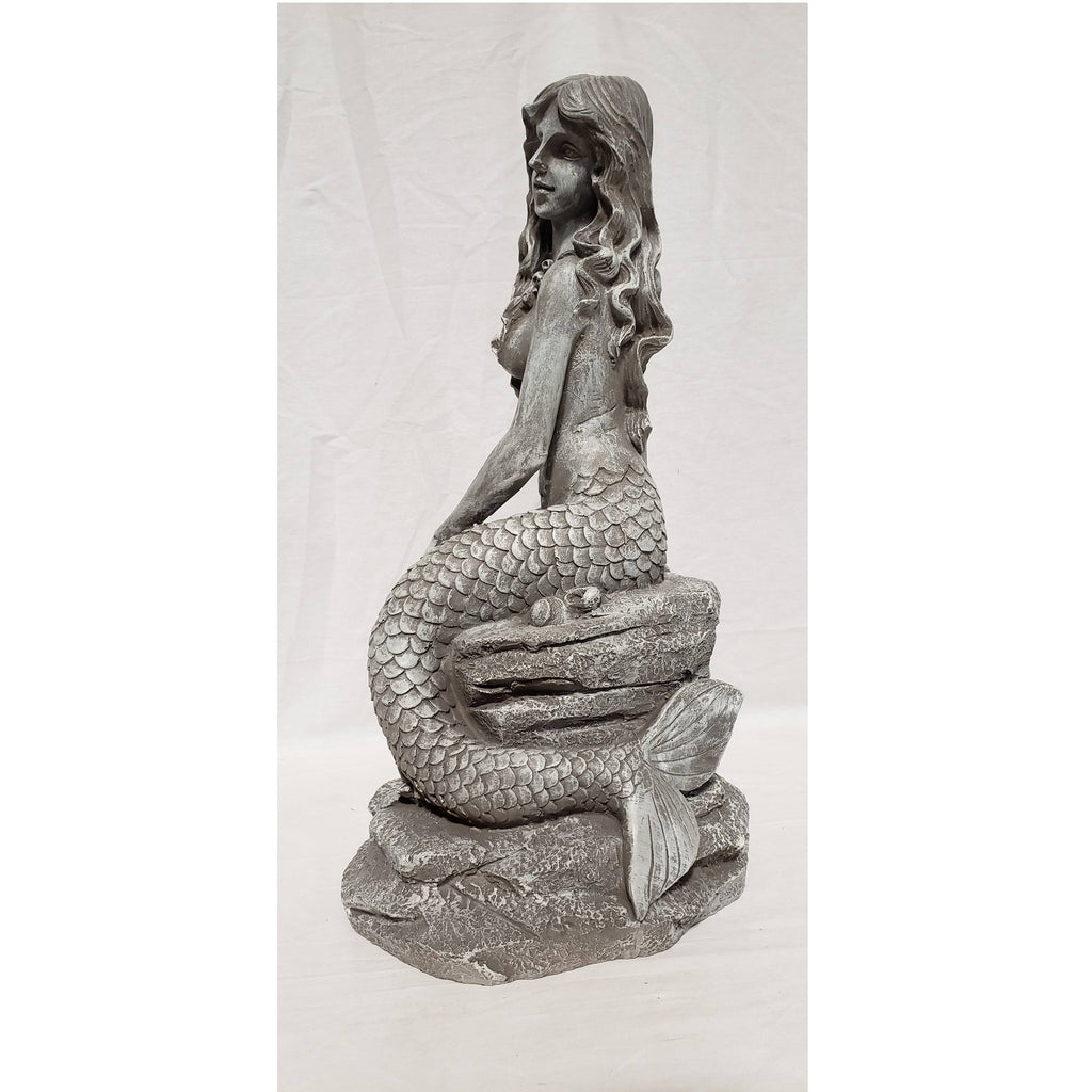 Gray Whitewashed Ceramic Mermaid Statue S778