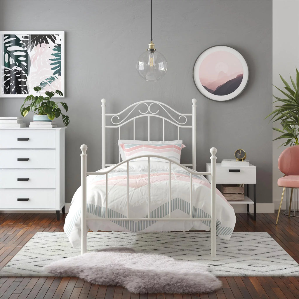 White Twin Size Metal Bed T682
