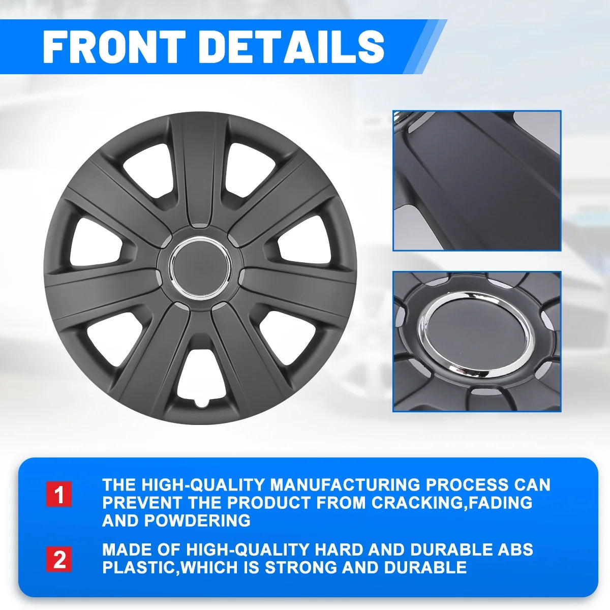 Set of 4 Black Matte Wheel Covers M4076