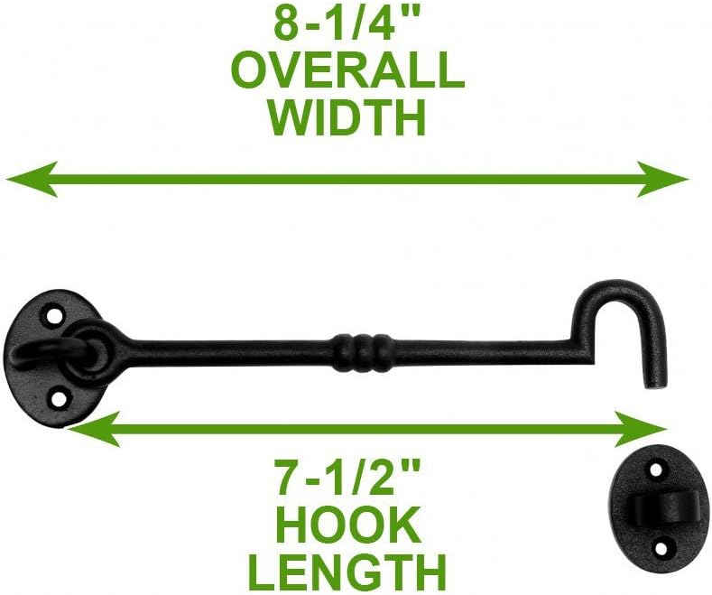 Black Wrought Iron Cabin Hook Eye 7 Inches Long Pack of 6 D911692