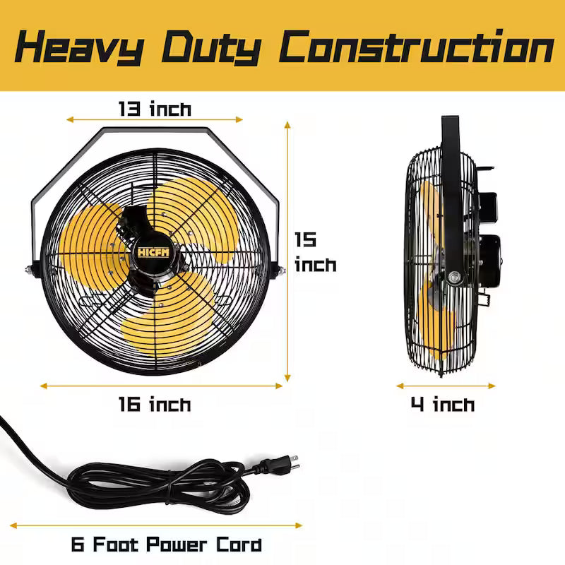 Yellow 12 in. 3-Speeds Wall Fan with Metal Structure R992090