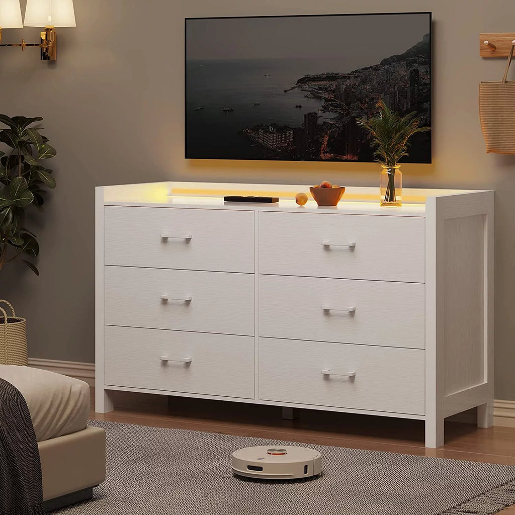 Black 6 Drawer Wooden Dresser Q8152