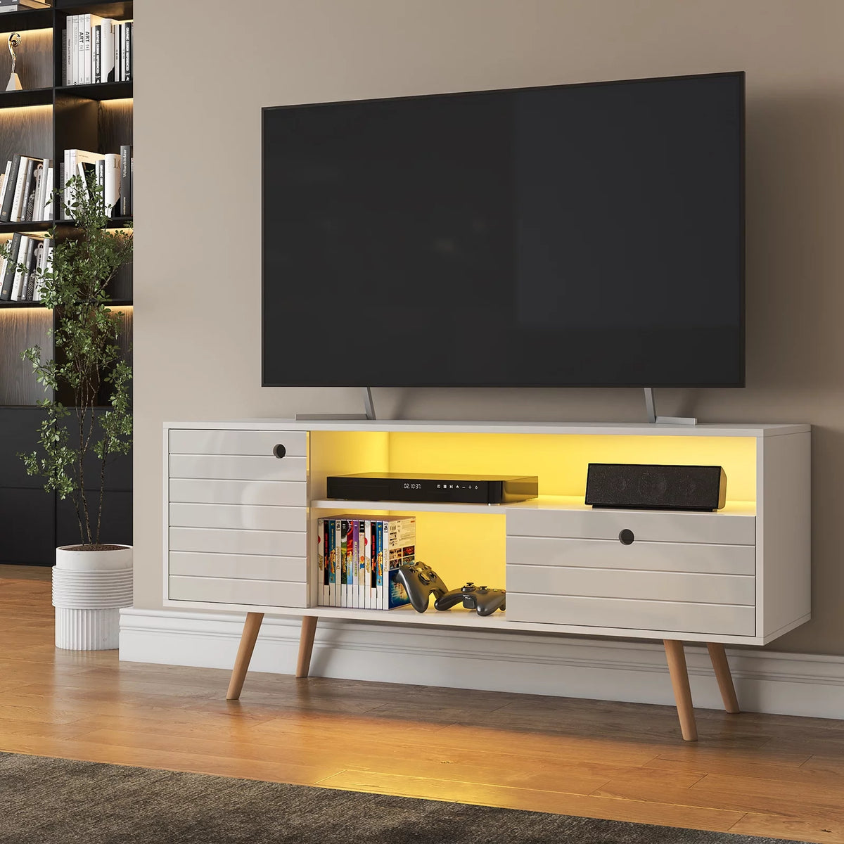 LED TV Stand with Drawers Storage Media Console M453926